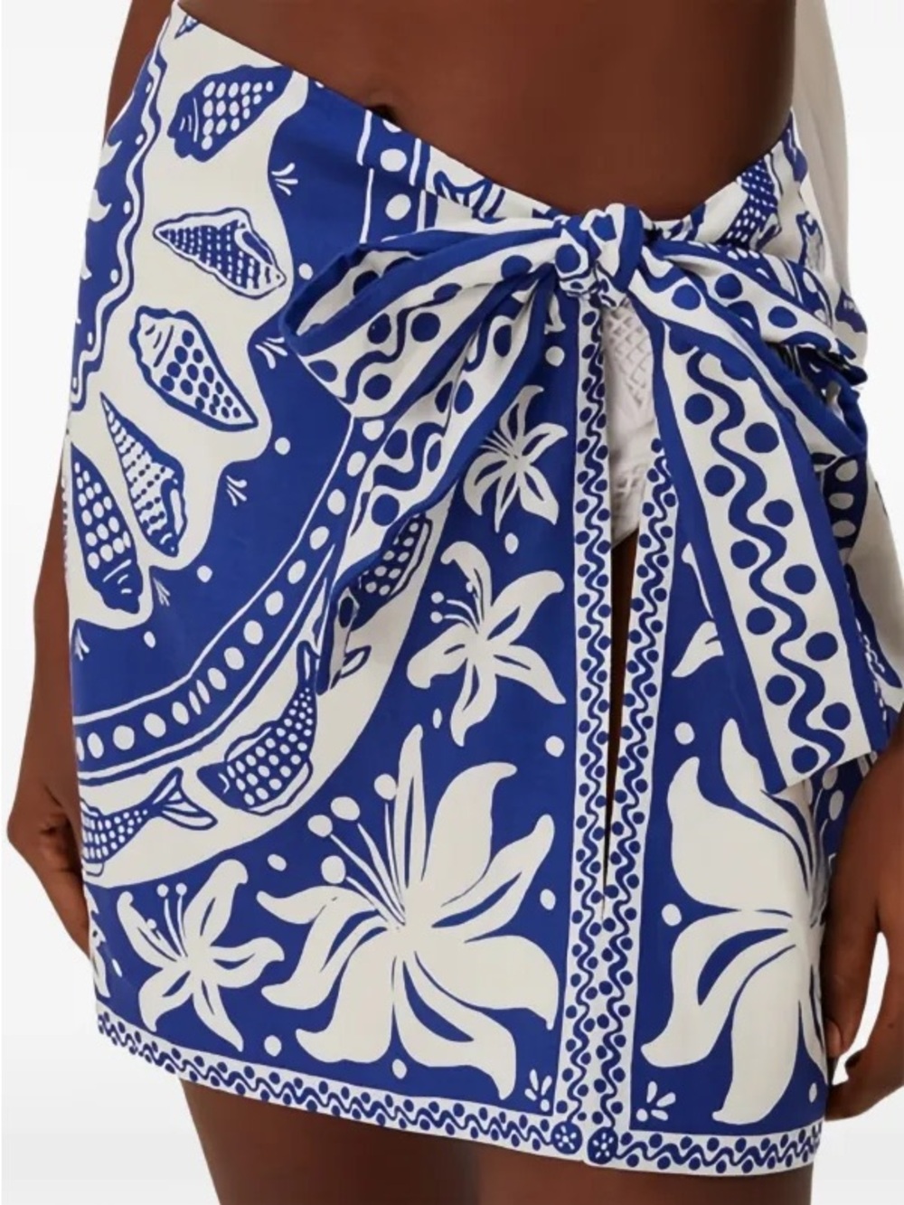 FARM Rio Blue & White Ocean Scarf Mini Skirt (NWT) - Picture 7 of 13